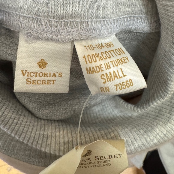 Victoria’s Secret Vtg Gold Label Pink Gray Flannel Mock Neck Pajama Tunic Small - Picture 4 of 6